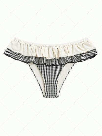 Calcinha de Biquíni Peplum Creme Dourado Valentina Privée | Moda Praia Feminina Premium