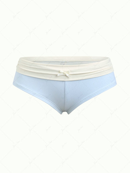 Calcinha de Biquíni Azul Claro Valentina Privée | Shorts Franzido com Laço Premium