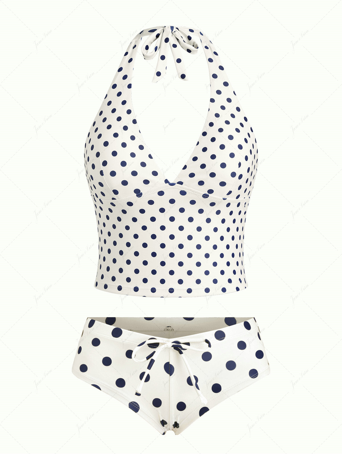 Biquíni Tankini Poá Azul Marinho Valentina Privée | Frente Única Feminina Premium