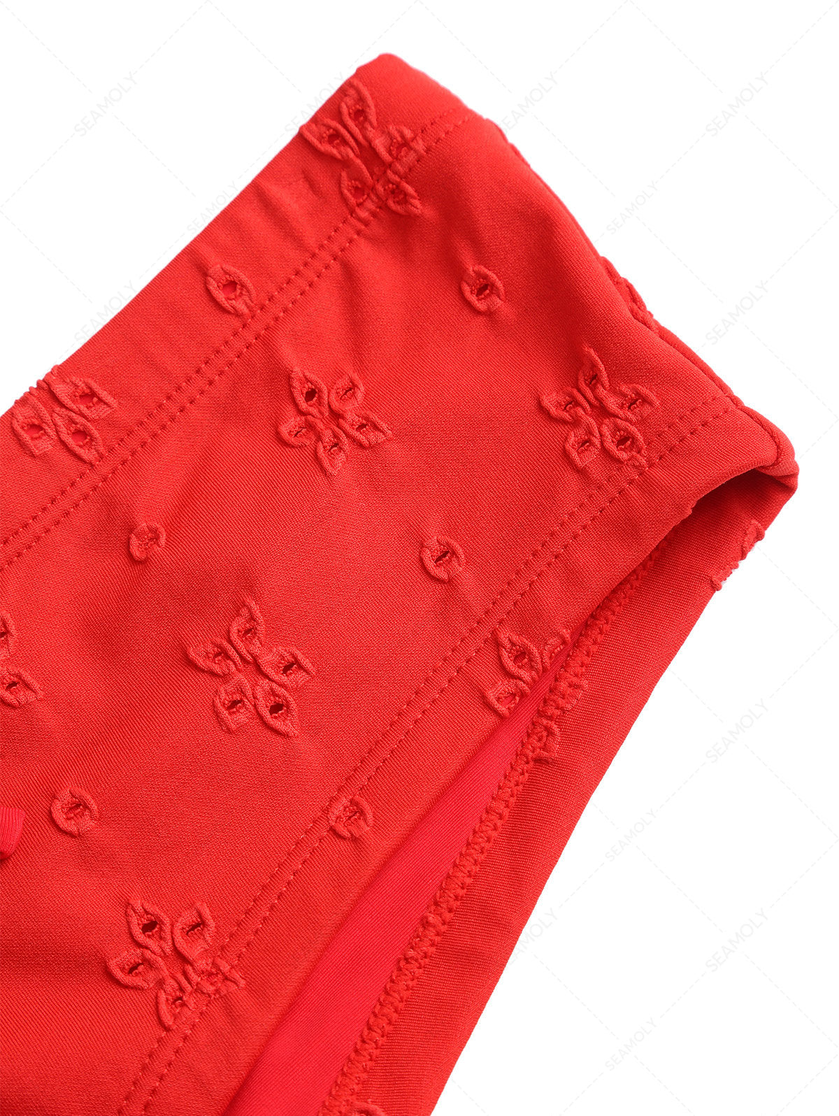 Calcinha de Biquíni Jacquard Vermelha Feminina Valentina Privée | Moda Praia Premium