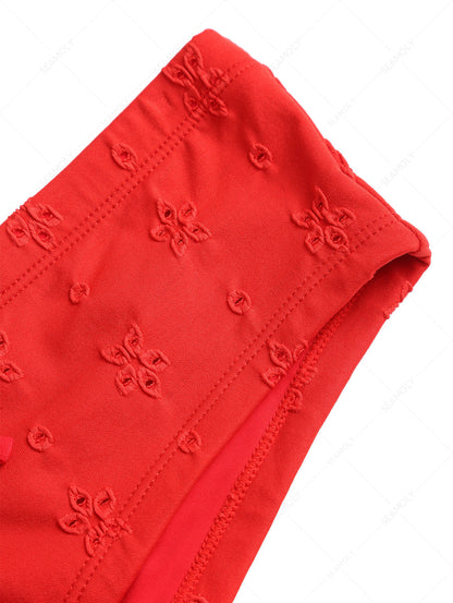 Calcinha de Biquíni Jacquard Vermelha Feminina Valentina Privée | Moda Praia Premium