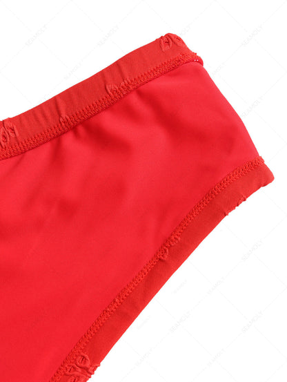 Calcinha de Biquíni Jacquard Vermelha Feminina Valentina Privée | Moda Praia Premium