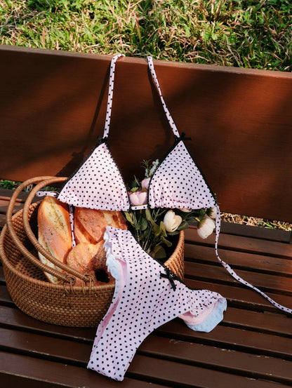 Biquíni Halter Poá Rendado Valentina Privée | Estilo Retrô Vintage Premium