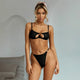 Biquíni de luxo com recortes e detalhes metálicos - maiô feminino de cintura baixa, moda praia sexy para mulher