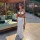 Biquíni Luxuoso com Top Halter Bandeau e Saia Longa - Moda Praia Feminina com Anel Metálico Decorativo
