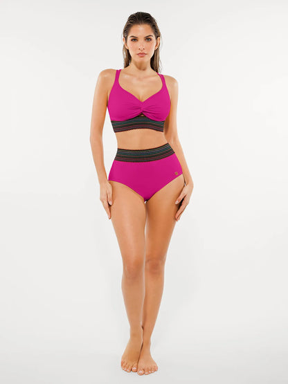 Conjunto de Biquíni Cintura Alta Boho com Controle de Barriga | Valentina Privée