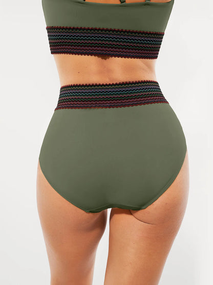 Conjunto de Biquíni Cintura Alta Boho com Controle de Barriga | Valentina Privée