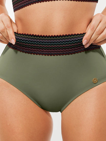 Conjunto de Biquíni Cintura Alta Boho com Controle de Barriga | Valentina Privée