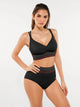 Conjunto de biquíni de cintura alta com detalhes Boho e controle de barriga