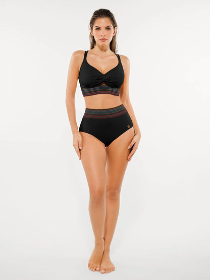 Conjunto de Biquíni Cintura Alta Boho com Controle de Barriga | Valentina Privée
