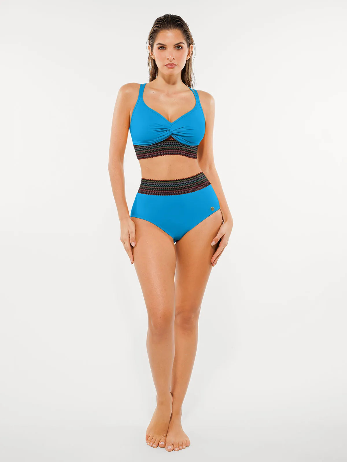 Conjunto de Biquíni Cintura Alta Boho com Controle de Barriga | Valentina Privée