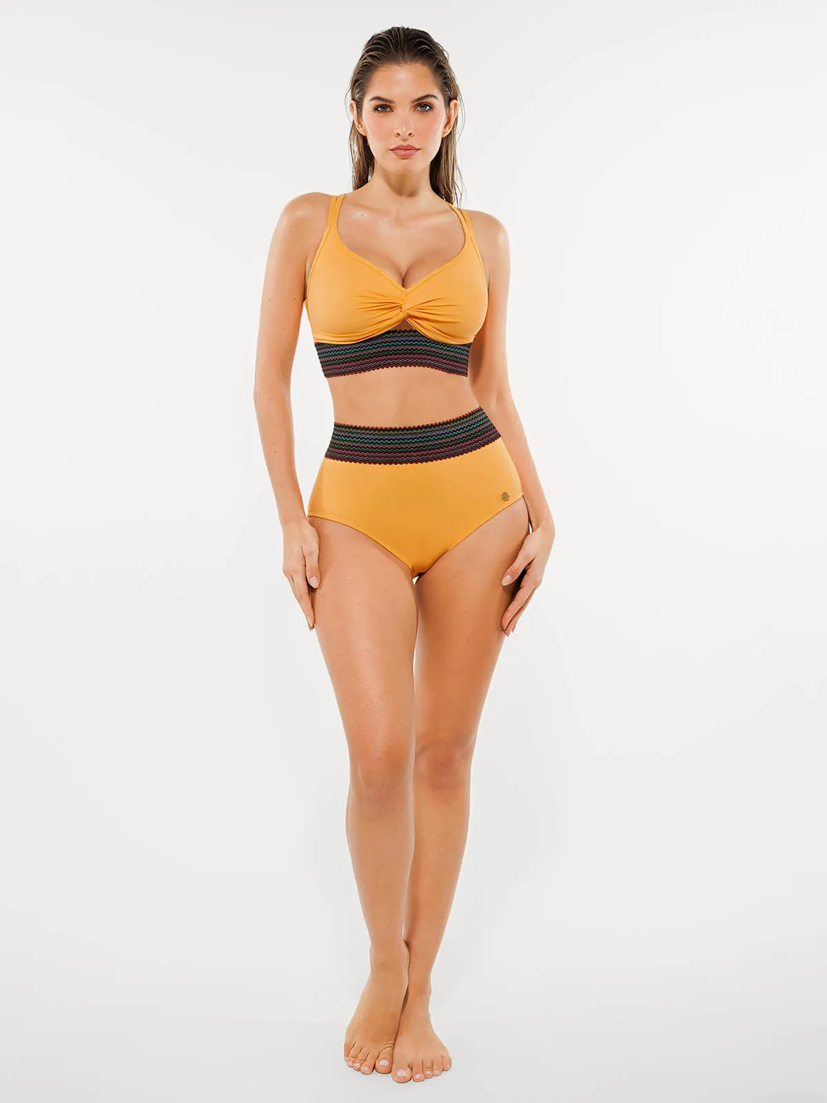 Conjunto de Biquíni Cintura Alta Boho com Controle de Barriga | Valentina Privée