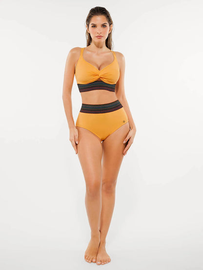 Conjunto de Biquíni Cintura Alta Boho com Controle de Barriga | Valentina Privée