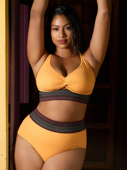 Conjunto de Biquíni Cintura Alta Boho com Controle de Barriga | Valentina Privée