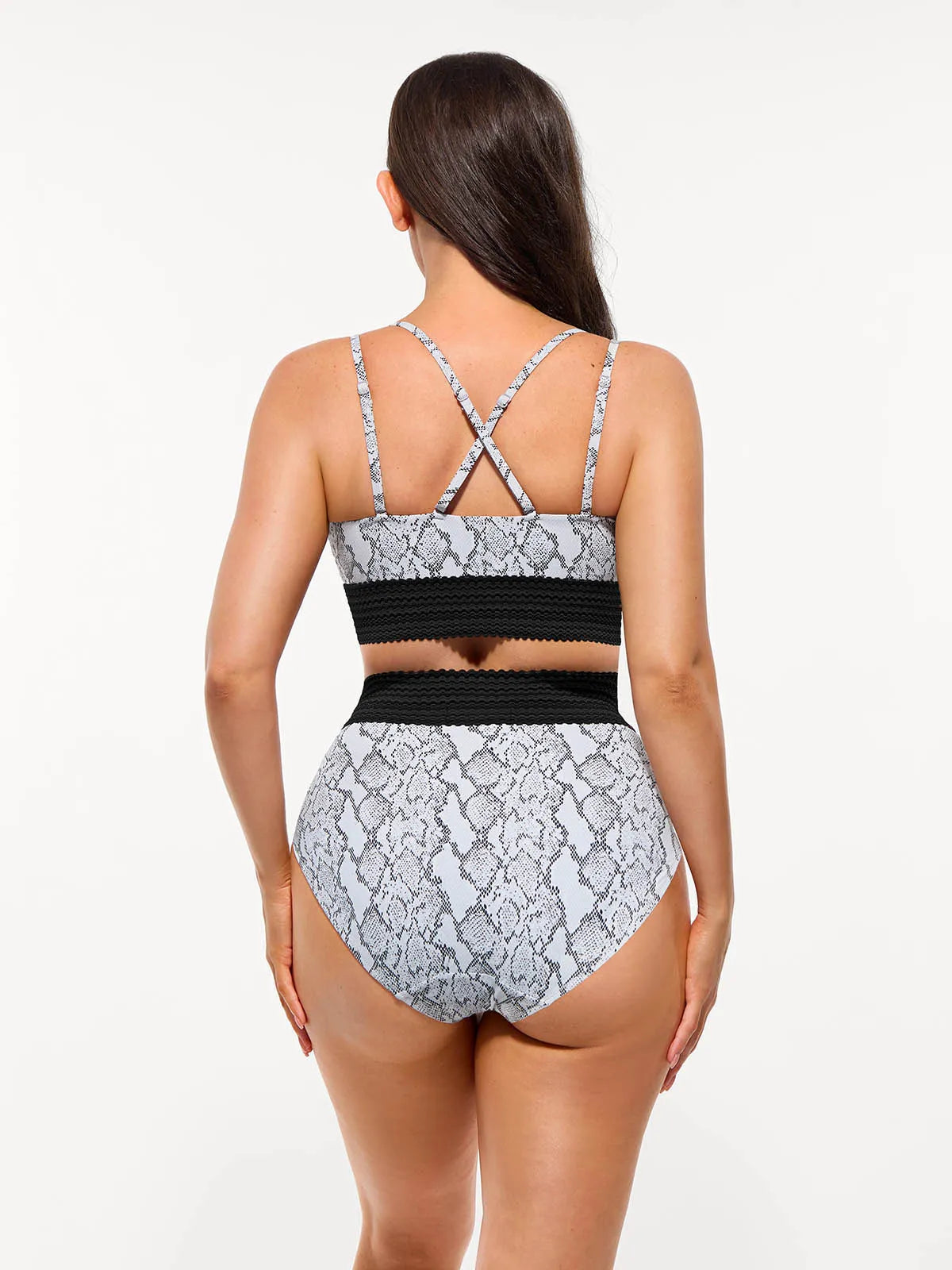 Conjunto de Biquíni Cintura Alta Boho com Controle de Barriga | Valentina Privée