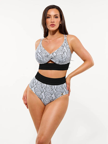 Conjunto de Biquíni Cintura Alta Boho com Controle de Barriga | Valentina Privée