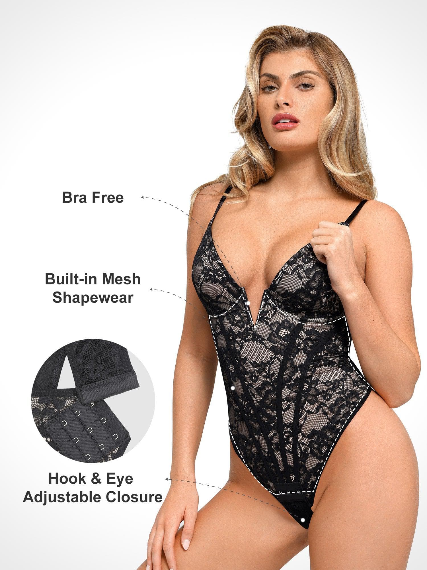 Body Corselet em Renda Valentina Privée | Decote V Profundo