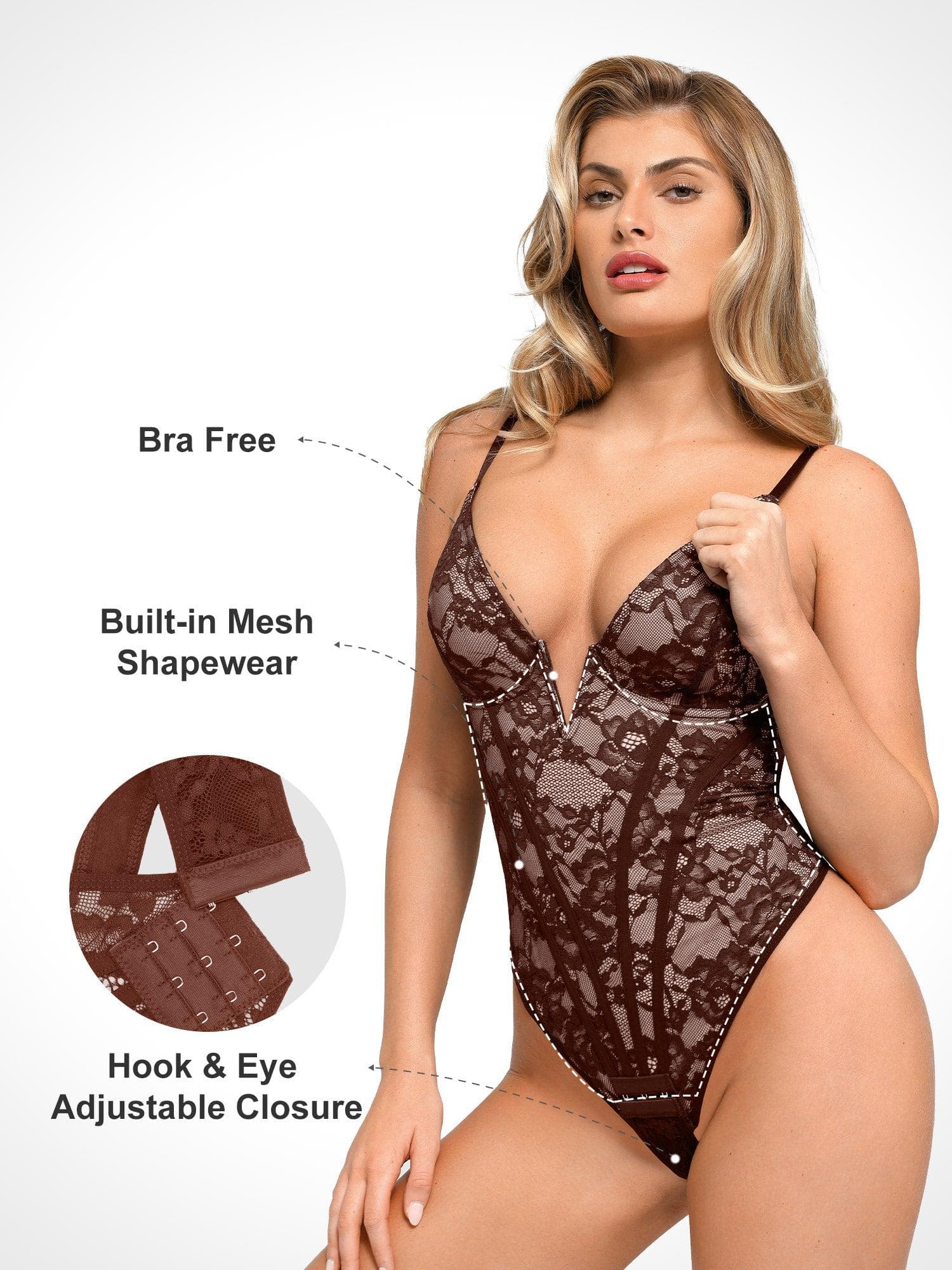 Body Corselet em Renda Valentina Privée | Decote V Profundo