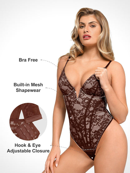 Body Corselet em Renda Valentina Privée | Decote V Profundo