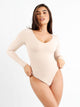 Body modelador CloudSense de manga longa com decote em V
