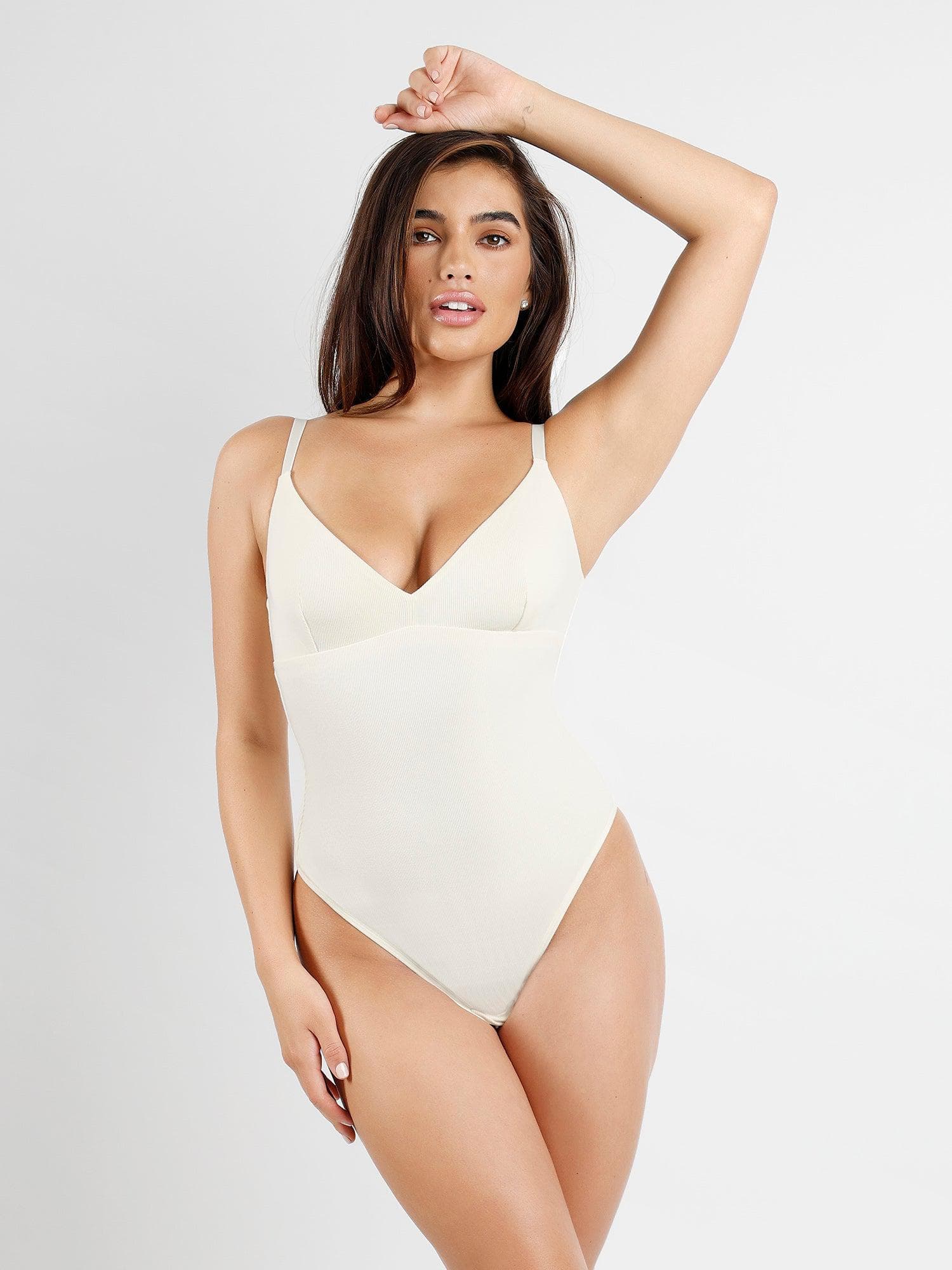 Body modelador em Modal com alças estilo cami e calcinha fio dental