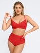 Conjunto de biquíni com top e calcinha de modelagem franzida