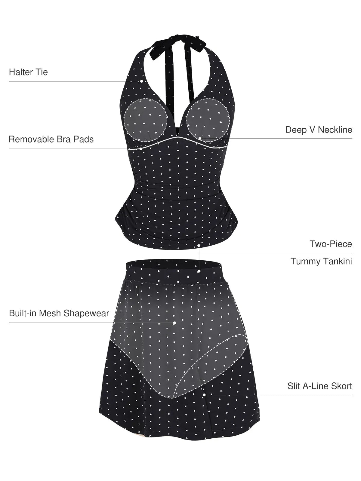Conjunto Tankini com Saia Modeladora Valentina Privée