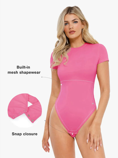 Body Modelador Manga Curta Gola Redonda Valentina Privée | CloudSense