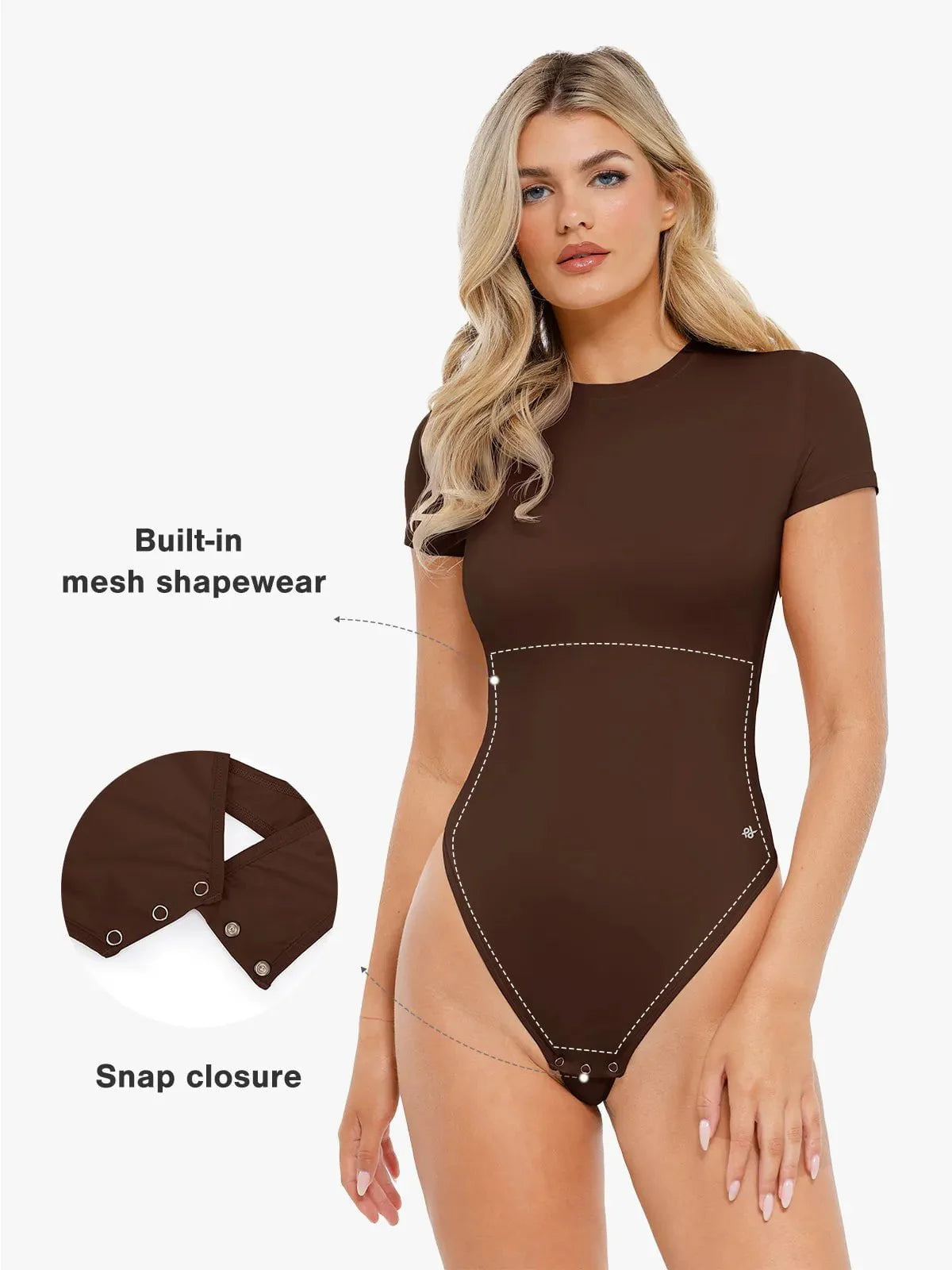 Body Modelador Manga Curta Gola Redonda Valentina Privée | CloudSense