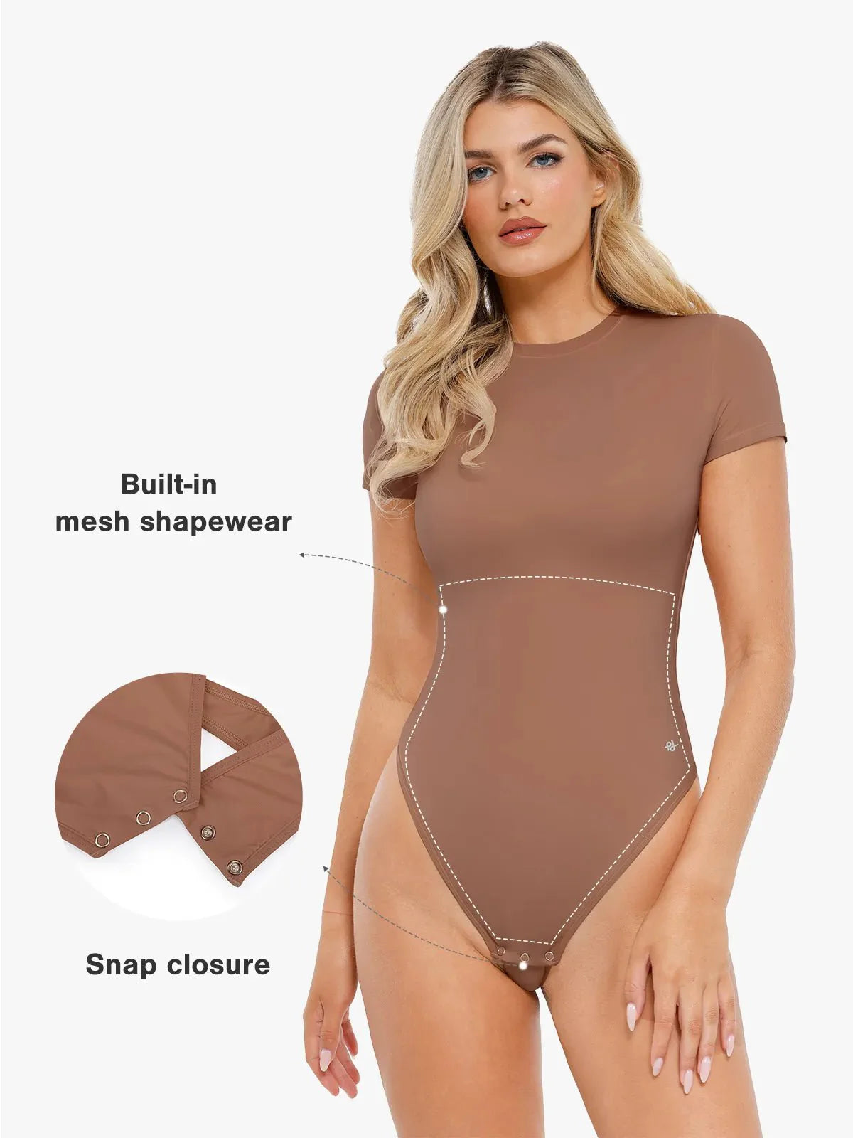 Body Modelador Manga Curta Gola Redonda Valentina Privée | CloudSense