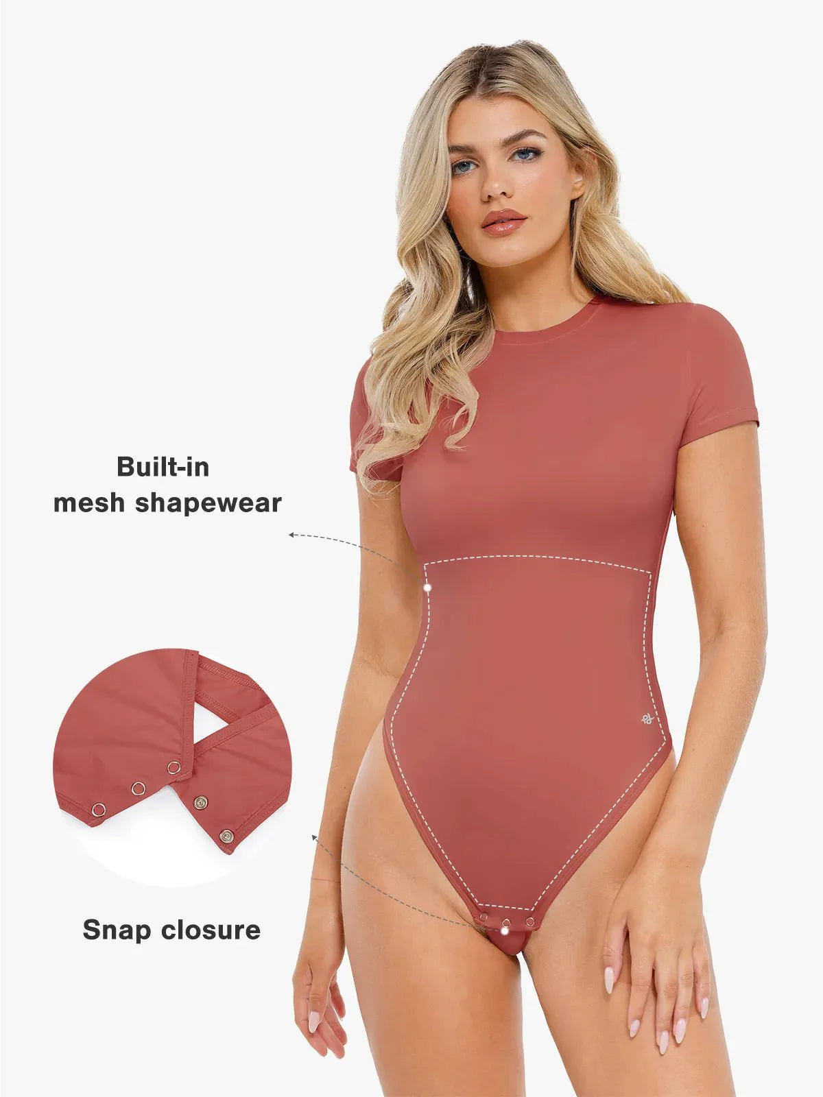 Body Modelador Manga Curta Gola Redonda Valentina Privée | CloudSense