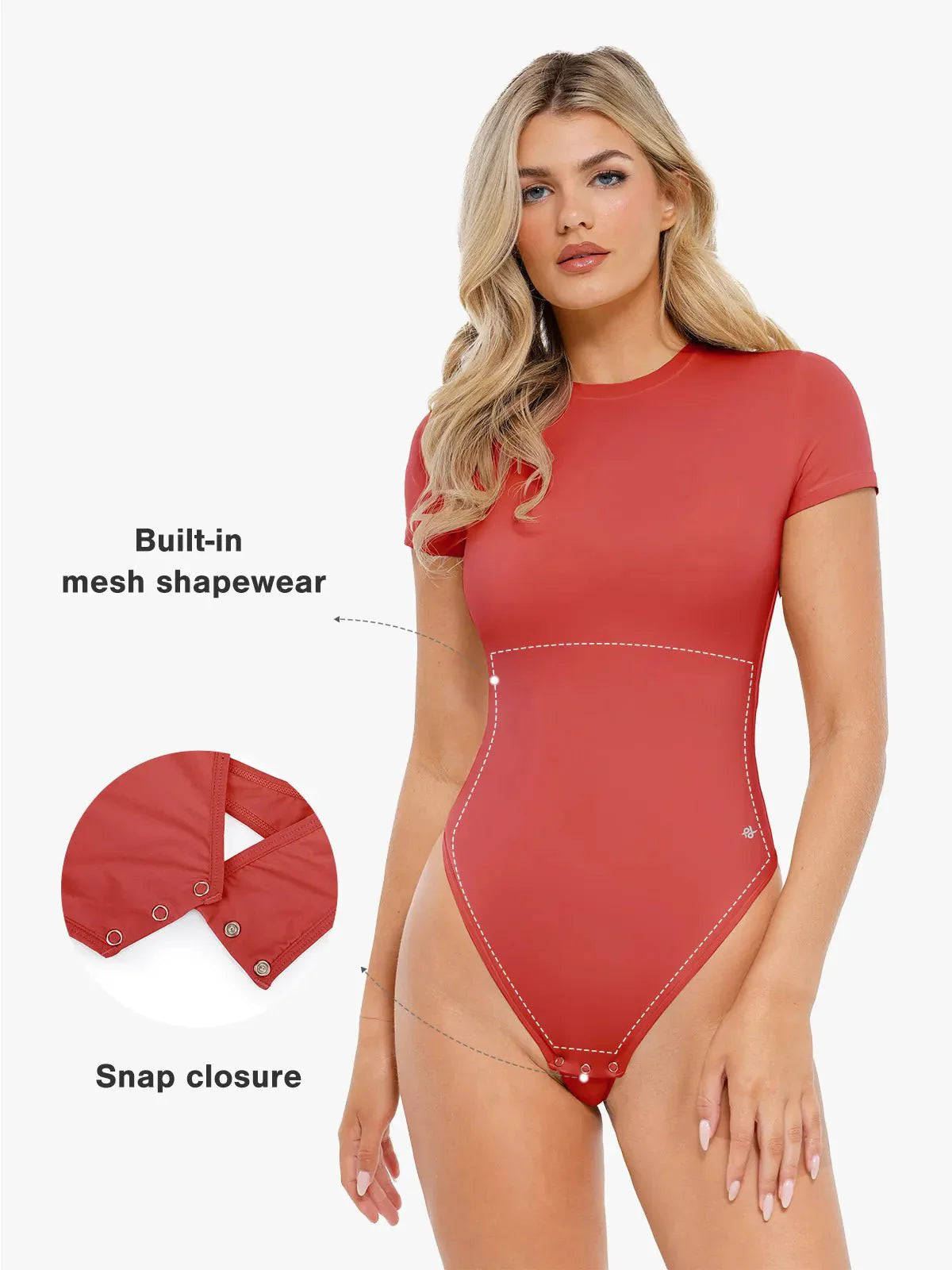 Body Modelador Manga Curta Gola Redonda Valentina Privée | CloudSense