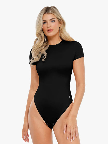 Body Modelador Manga Curta Gola Redonda Valentina Privée | CloudSense