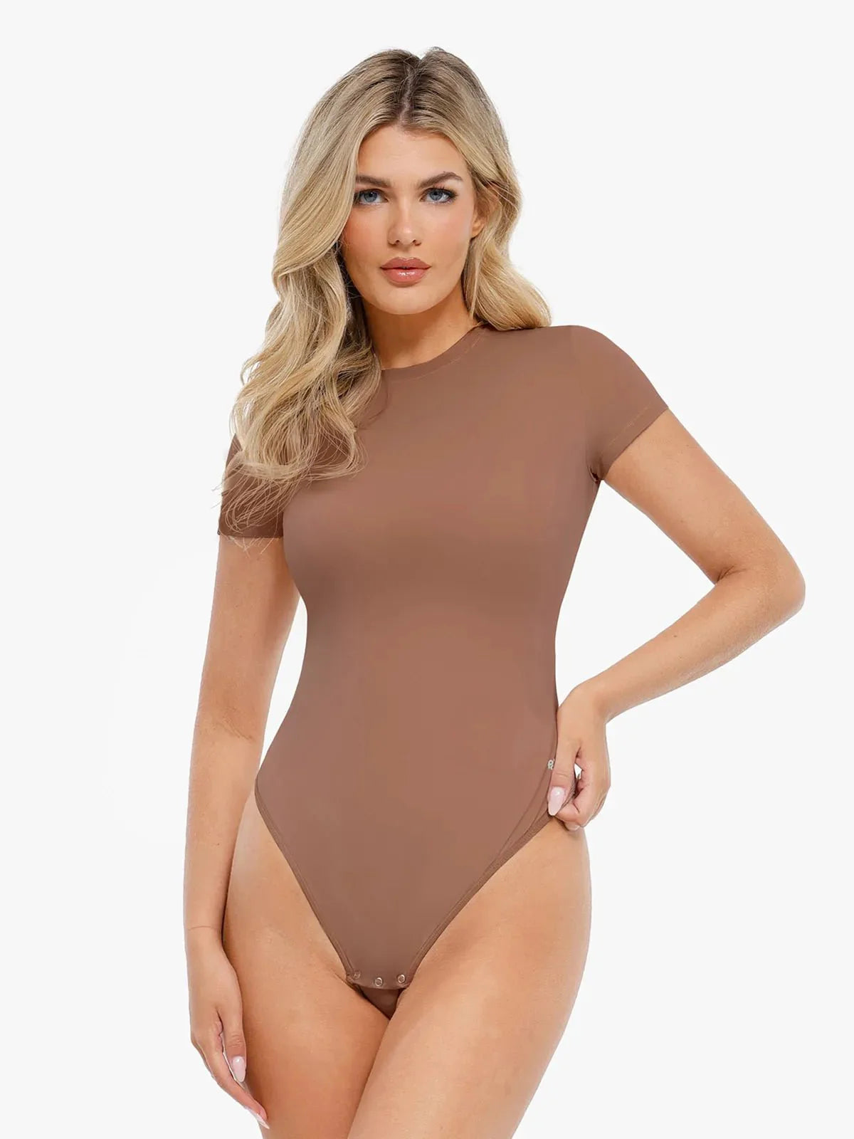 Body modelador Cloudsense de manga curta com gola redonda