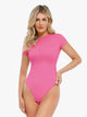 Body modelador Cloudsense de manga curta com gola redonda