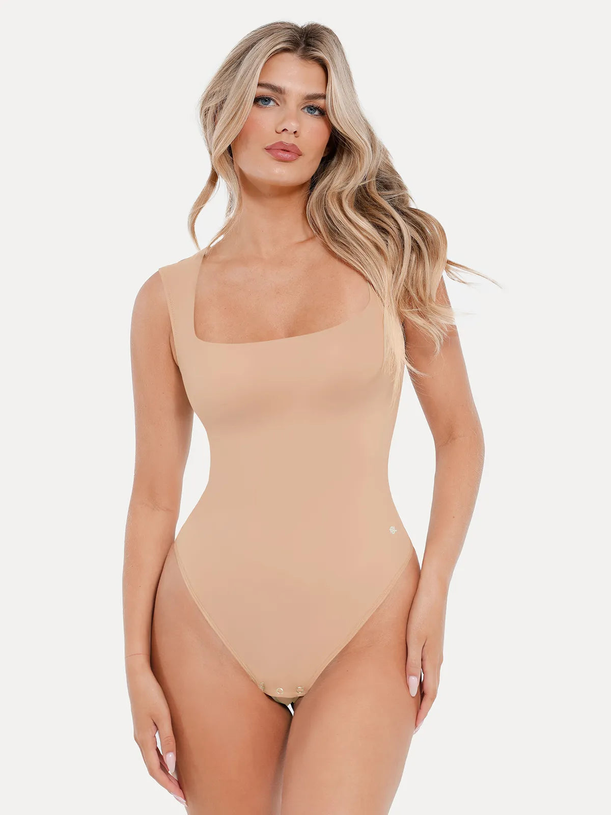 Body modelador Cloudsense sem mangas com decote quadrado
