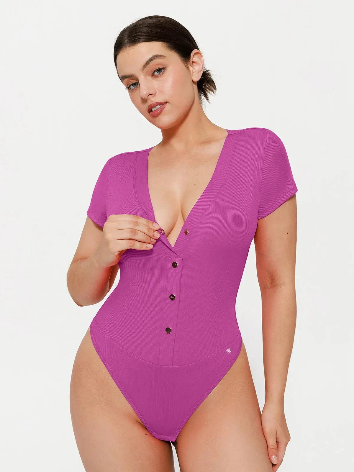 Body Modelador Decote V com Botões Frontais Valentina Privée
