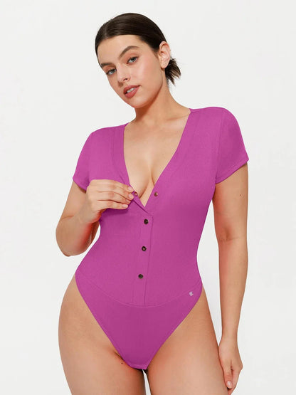 Body Modelador Decote V com Botões Frontais Valentina Privée