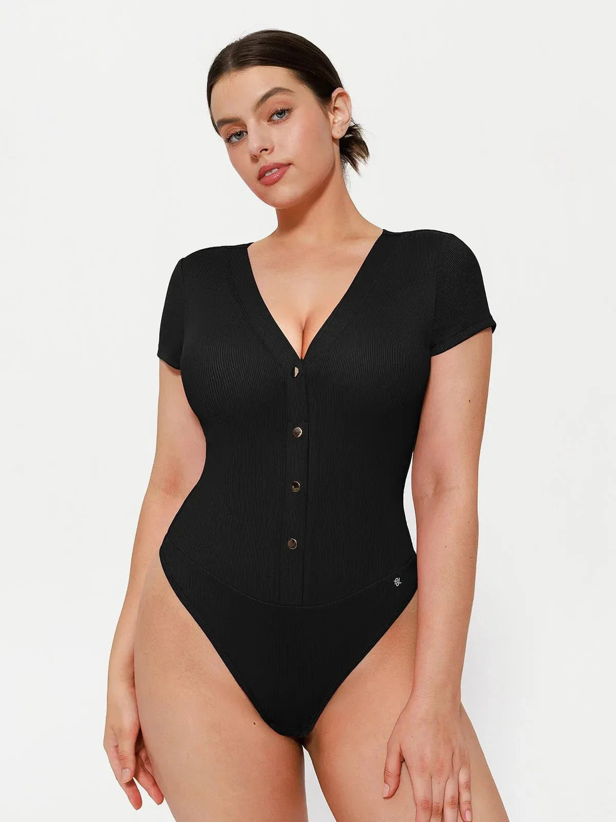 Body Modelador Decote V com Botões Frontais Valentina Privée