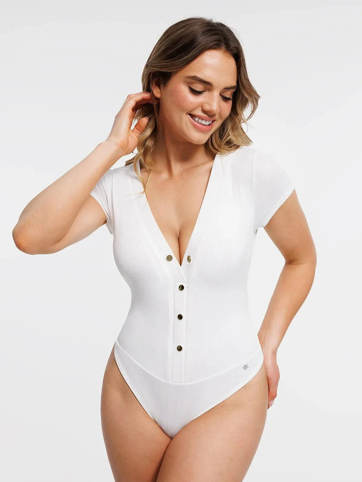 Body Modelador Decote V com Botões Frontais Valentina Privée