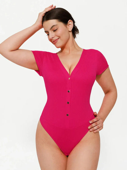 Body Modelador Decote V com Botões Frontais Valentina Privée