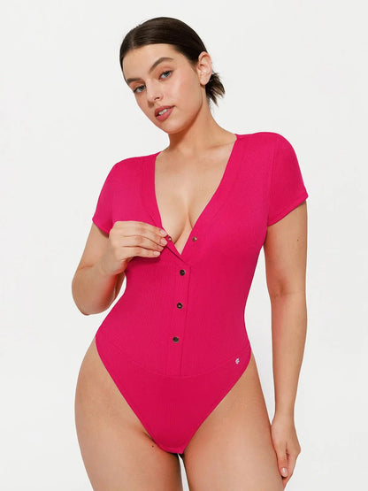 Body Modelador Decote V com Botões Frontais Valentina Privée