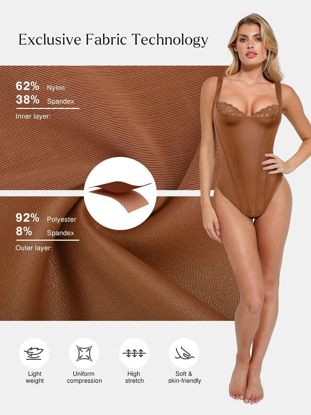 Body Modelador em Couro Sintético com Renda Balconette | Valentina Privée
