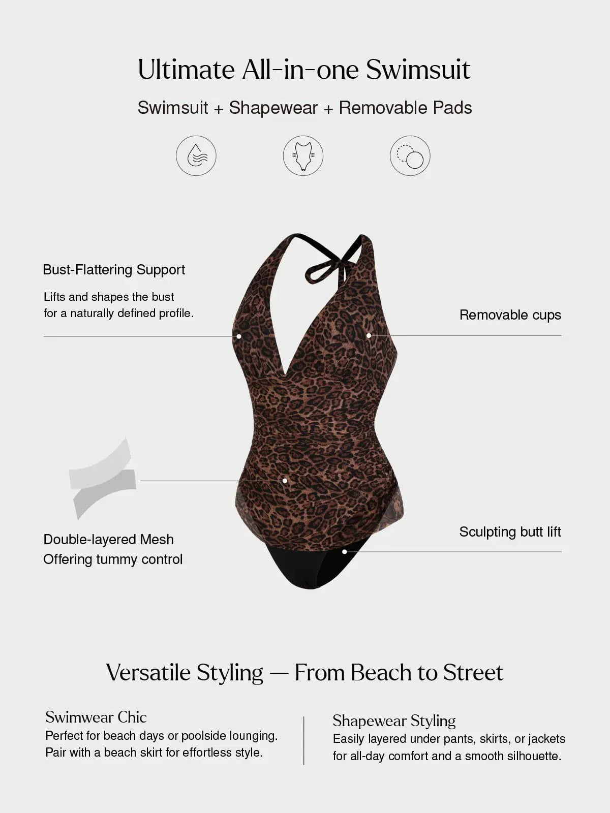 Maiô Modelador Halter com Controle Abdominal Valentina Privée
