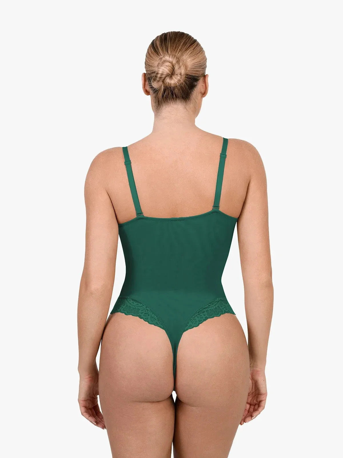 Body Modelador Rendado com Decote V Profundo | Tanga