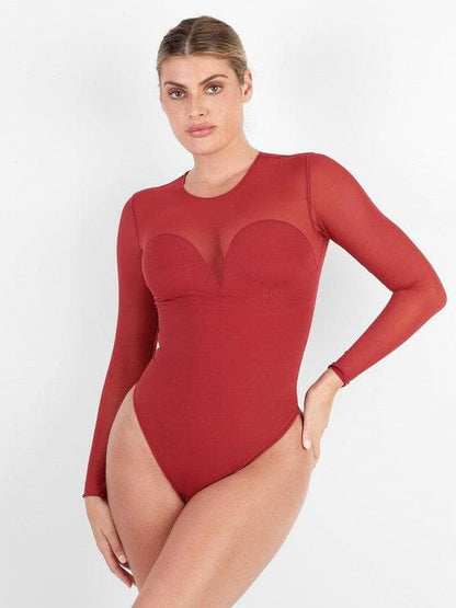 Body Modelador Rendado Manga Longa com Gola Alta | Valentina Privée