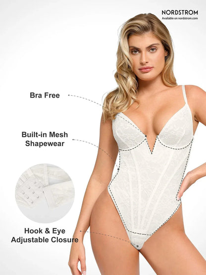 Body Corselet em Renda Valentina Privée | Decote V Profundo
