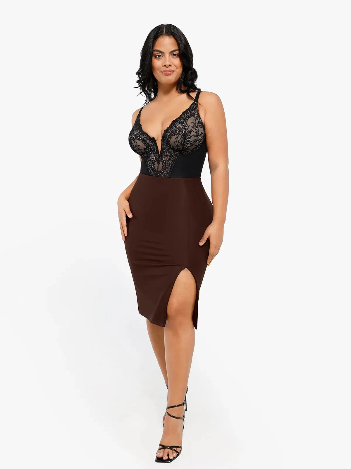 Body Modelador Feminino em Renda com Decote V Profundo Valentina Privée
