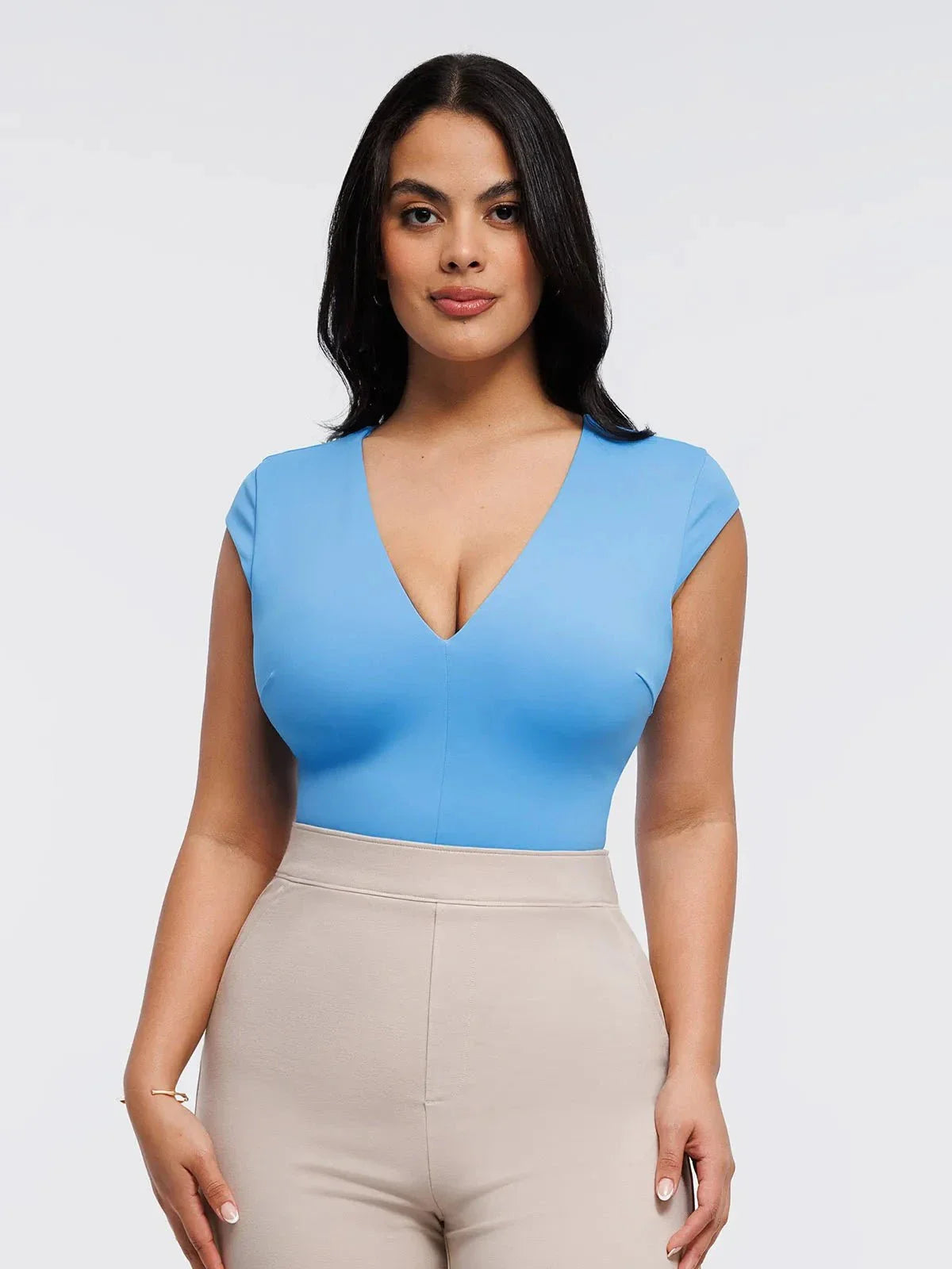 Body Modelador Decote V Manga Cap Valentina Privée | Silhueta Definida
