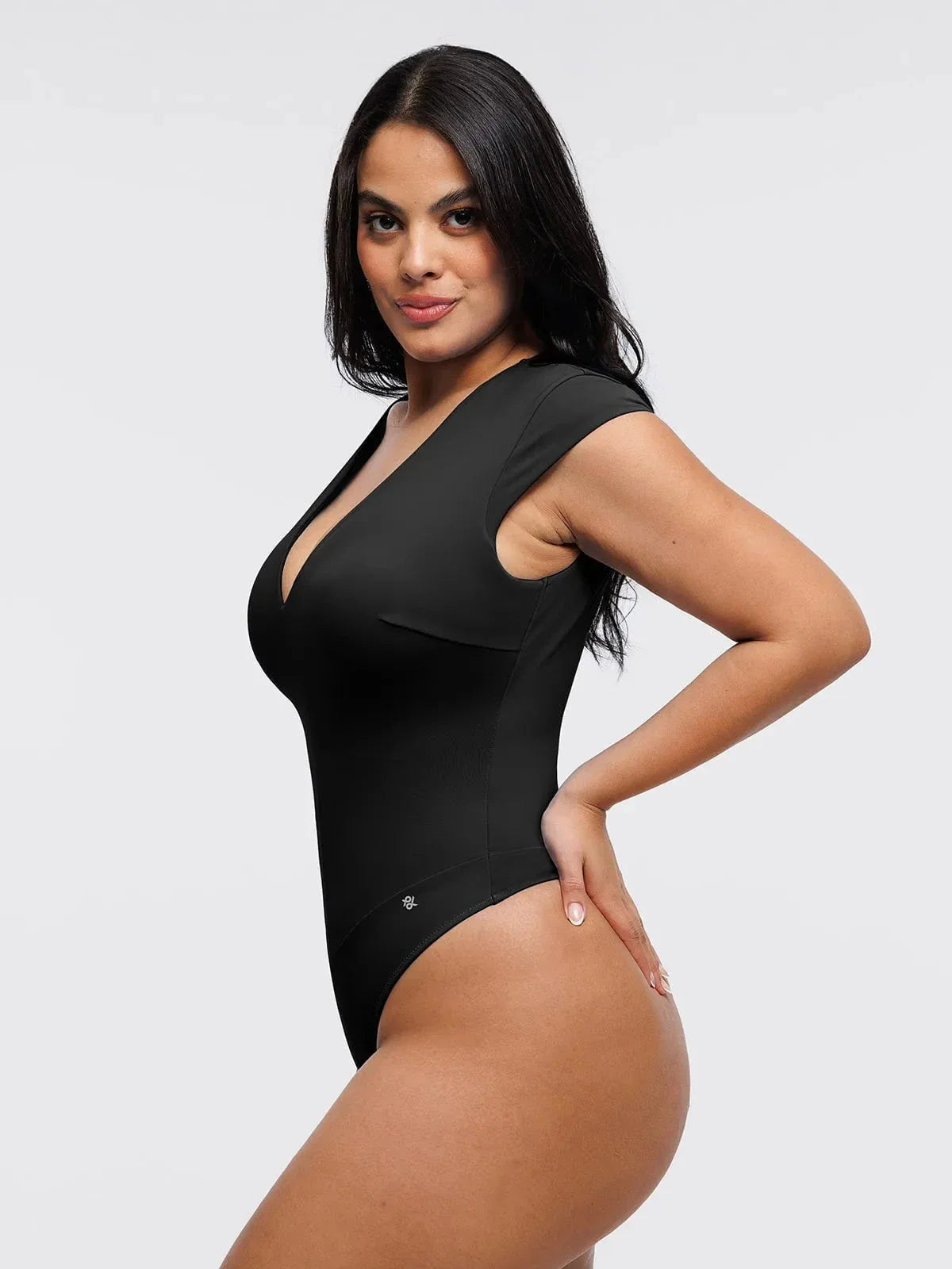 Body Modelador Decote V Manga Cap Valentina Privée | Silhueta Definida